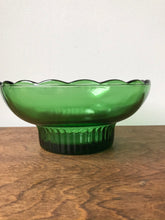 Load image into Gallery viewer, Vintage Green Glass Pedestal Bowl