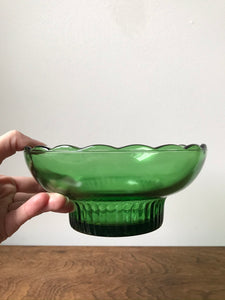 Vintage Green Glass Pedestal Bowl