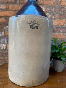 Vintage 5 Gallon Two Toned Crown Stoneware Jug
