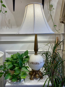 Vintage Hollywood Regency Style Globe Lamp with Brass Base