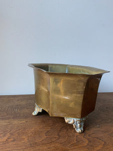 Vintage Brass Footed Planter