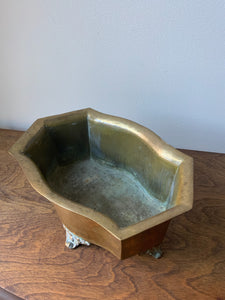 Vintage Brass Footed Planter