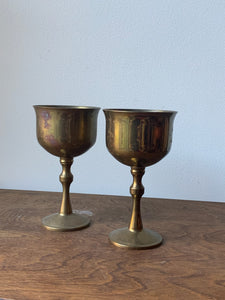 Vintage Brass Chalices Wine Glasses