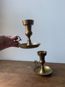 Lovely Vintage Pair Of Brass Candle Holders