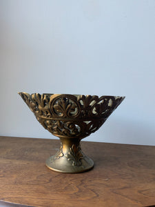 Vintage Solid Brass Pedestal Bowl