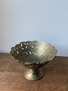 Vintage Solid Brass Pedestal Bowl
