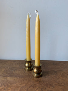 Pair of Vintage Made in Canada Heavy Brass Candle Holders