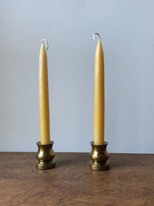 Pair of Vintage Made in Canada Heavy Brass Candle Holders