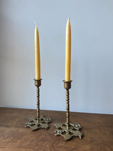 Load image into Gallery viewer, Pair of Vintage Brass Candle Holders with Ornate Base