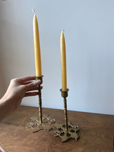 Load image into Gallery viewer, Pair of Vintage Brass Candle Holders with Ornate Base