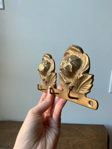 Vintage Brass Rosebud Key Holder