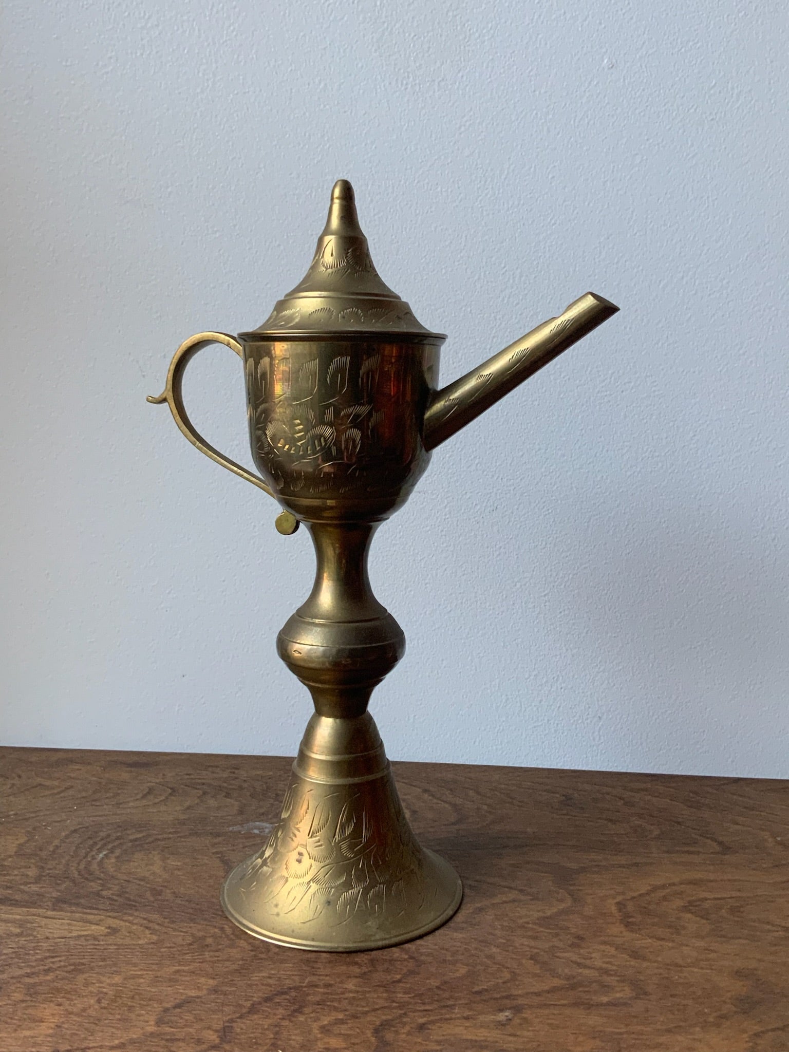 Antique Brass Whale Oil Lamp