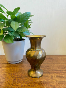 Vintage Small Twisted Brass Vase