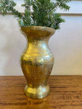 Load image into Gallery viewer, Large Vintage Brass Vase with Aquatic Etchings