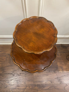 Vintage Two-Tiered Scalloped Side Table