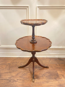 Vintage Two-Tiered Scalloped Side Table