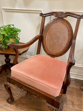 Load image into Gallery viewer, Stunning Antique Oval Cane-Back Chair with Pink Seat