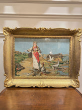 Load image into Gallery viewer, Beautiful Framed Needlepoint Woman &amp; Ducks