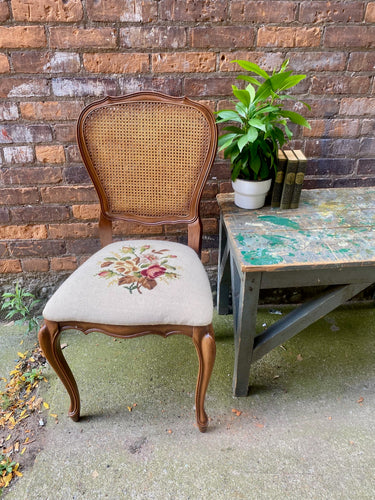 Gorgeous Caned Back Chair With Needle Point Seat