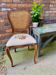 Gorgeous Caned Back Chair With Needle Point Seat