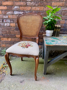 Gorgeous Caned Back Chair With Needle Point Seat