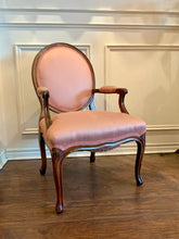 Load image into Gallery viewer, Beautiful Vintage Louis XVI Style Oval Back Wood Armchair with Blush Pink Dotted Upholstery