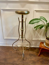 Load image into Gallery viewer, Brass Coloured Tall Plant Stand (metal and plastic)