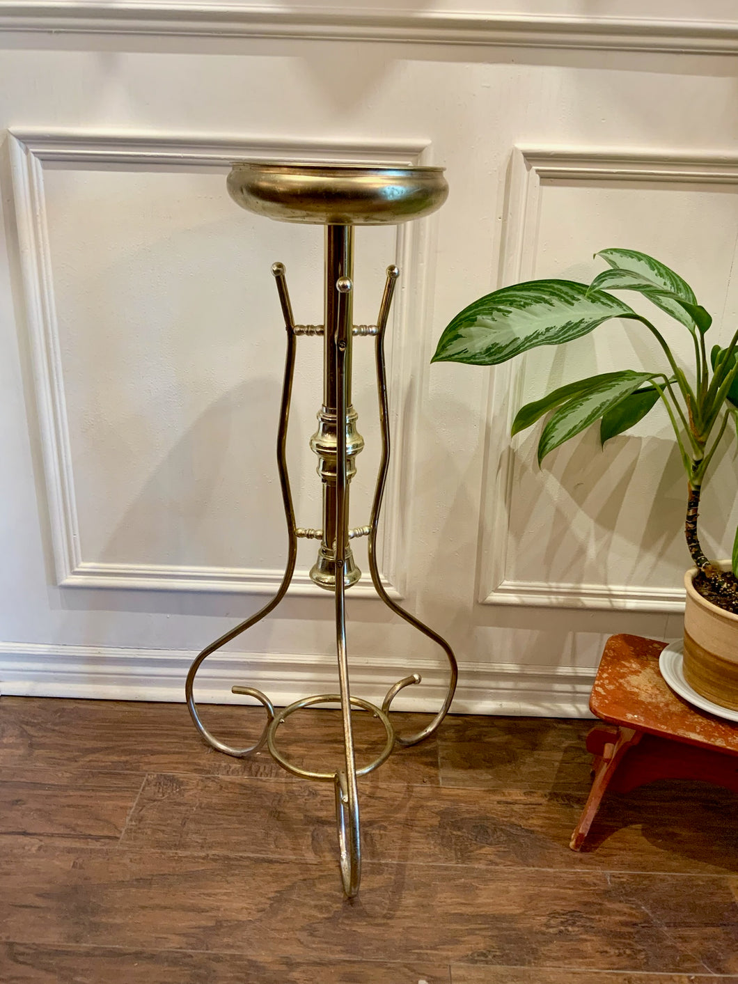 Brass Coloured Tall Plant Stand (metal and plastic)