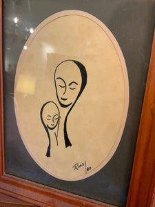 Modern Drawing of Madonna and Child