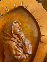 Load image into Gallery viewer, Hand Carved with Inlay Madonna and Child Wall Hanging