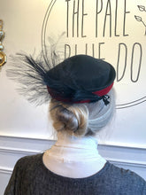 Load image into Gallery viewer, Vintage Black and Red Hat with Large Feather