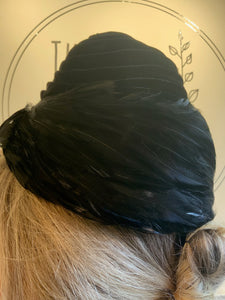 Vintage Black Beehive Feathered Hat