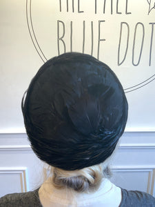 Vintage Black Feather Rimmed Hat