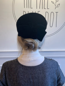 Vintage Black Velvet Bow Hat
