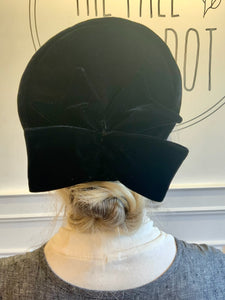 Vintage Black Velvet Bow Hat