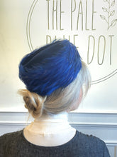 Load image into Gallery viewer, Vintage Blue Feather Pillbox Hat