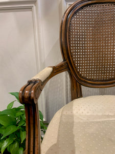 Gorgeous Vintage Rattan Back Armchair with Upholstered Seat