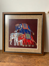 Load image into Gallery viewer, Gorgeous Framed Textile Patchwork Art Of Elephants