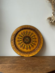 Large Carved and Dyed Wood Wall Hanging or Tray