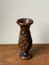 Load image into Gallery viewer, Vintage Floral Carved Wood Vase