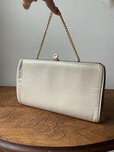 Load image into Gallery viewer, Vintage Bone White Purse with Gold Chain