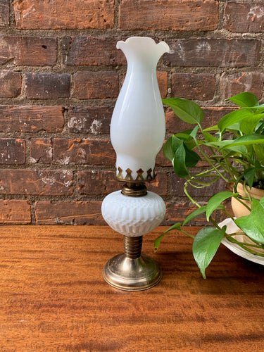 Vintage Milk Glass Kerosine Lamp