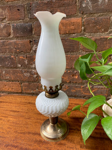 Vintage Milk Glass Kerosine Lamp