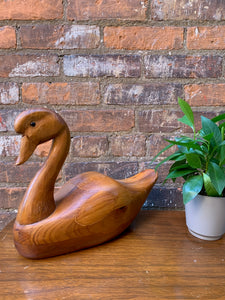 Gorgeous Solid Wood Carved Swan
