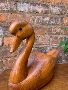 Gorgeous Solid Wood Carved Swan