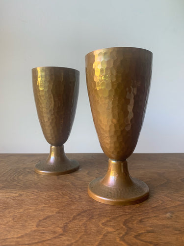 Pair of Very Cool Hammered Metal Chalices