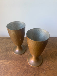Pair of Very Cool Hammered Metal Chalices