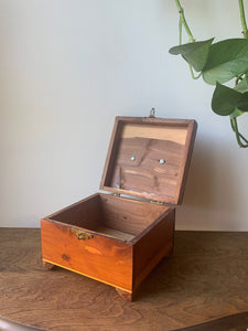 Beautiful Vintage Wood Box with Grass Hardware