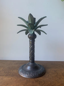 Vintage Brass Palm Tree Candle Holder