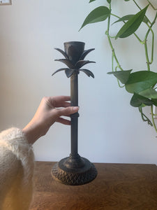Vintage Brass Palm Tree Candle Holder